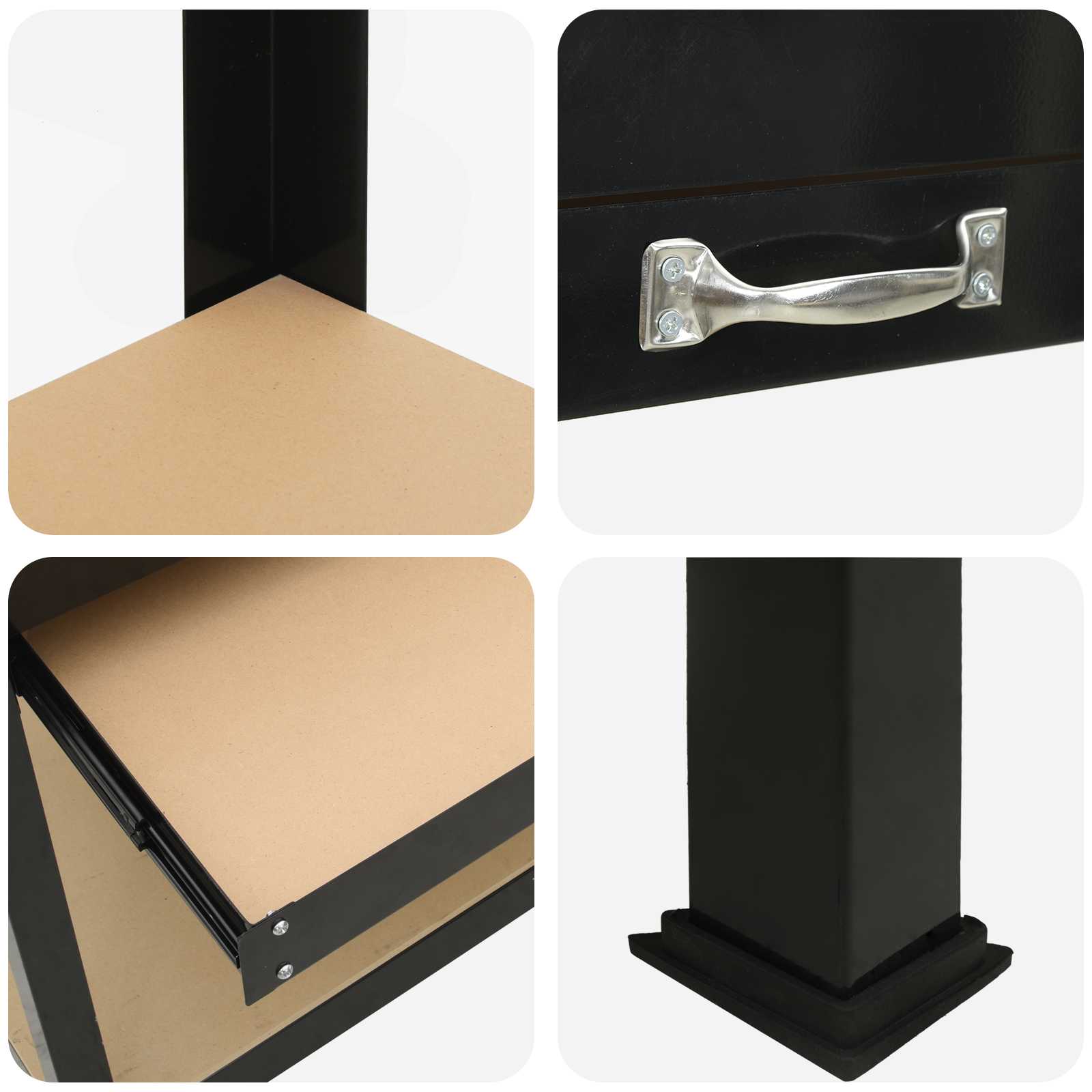 Banco de trabajo con cajón con estante Negro 114 x 54 x 91 cm
