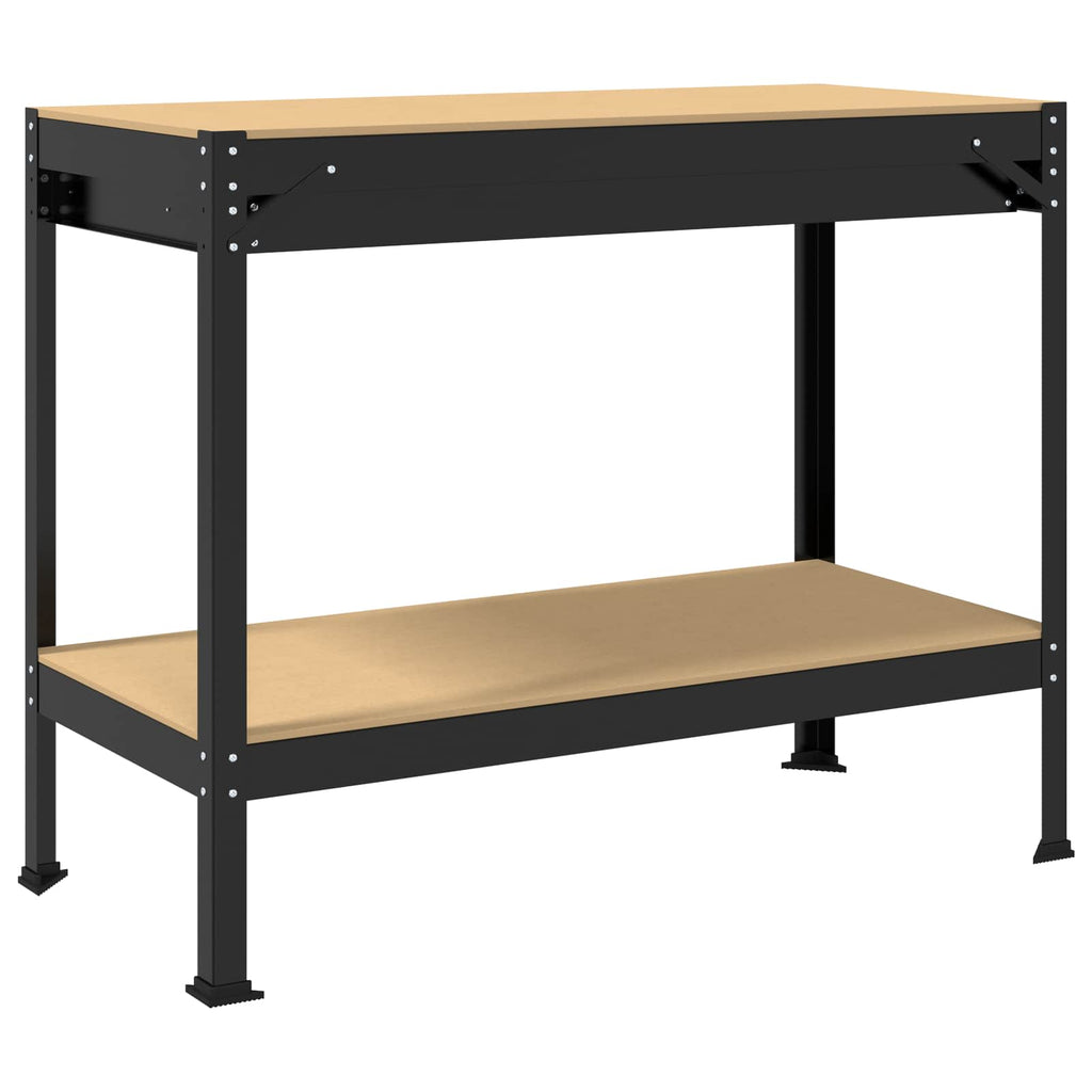 Banco de trabajo con cajón con estante Negro 114 x 54 x 91 cm
