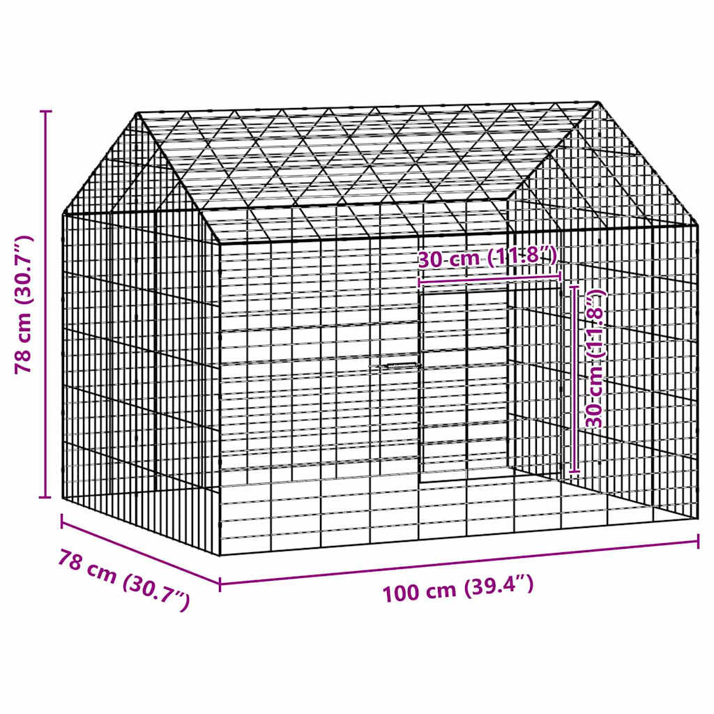 Jaula para conejos Plateado 100 x 78 x 78 cm Acero Galvanizado