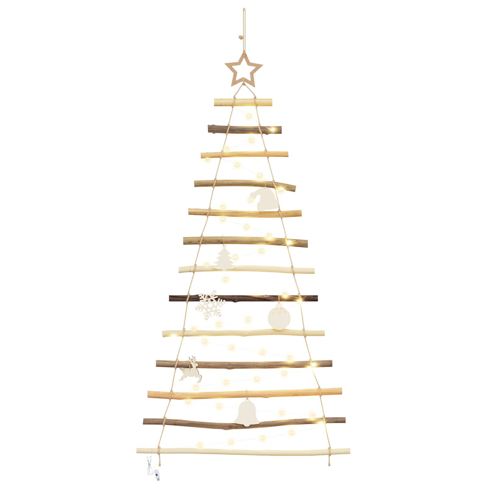 Árbol de Navidad Natural 120 cm madera maciza de fresno