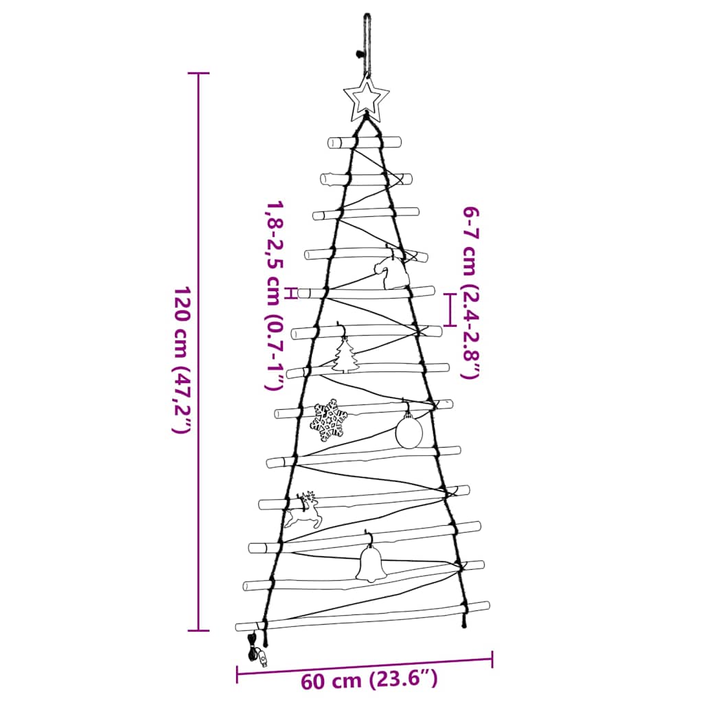 Árbol de Navidad Natural 120 cm madera maciza de fresno