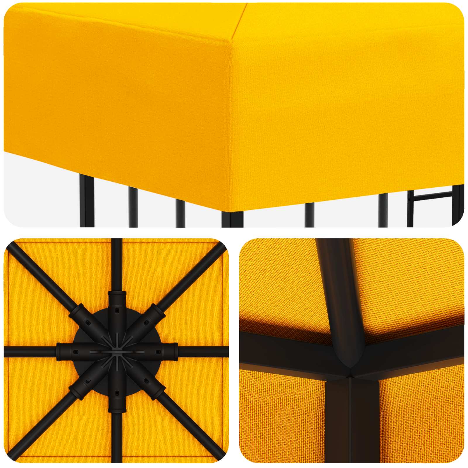 Cenador 3 x 3 m Amarillo Poliéster y Acero 190 gsm