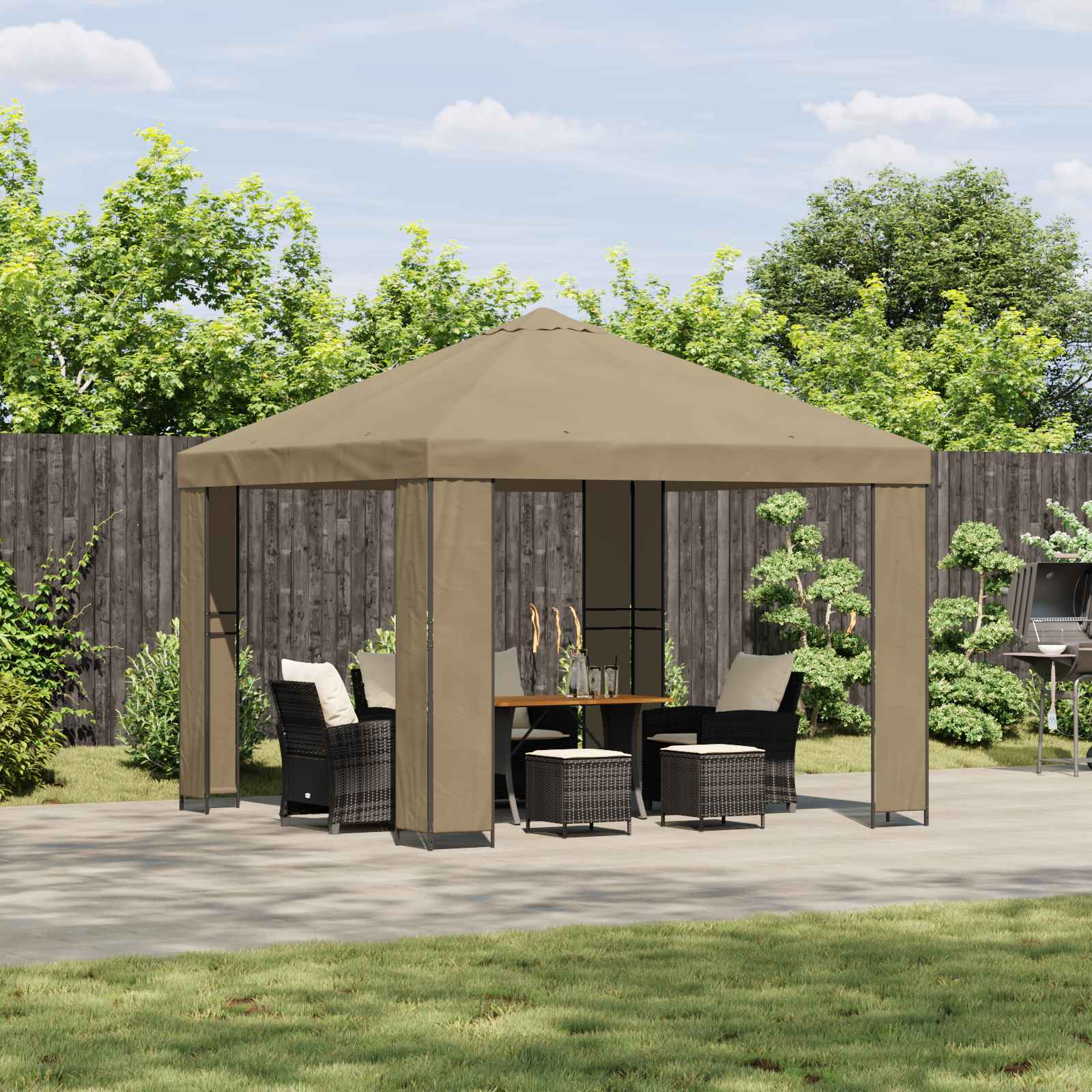 Pavilhão 3 x 3 m Amarelo Poliéster e Aço 190 gsm