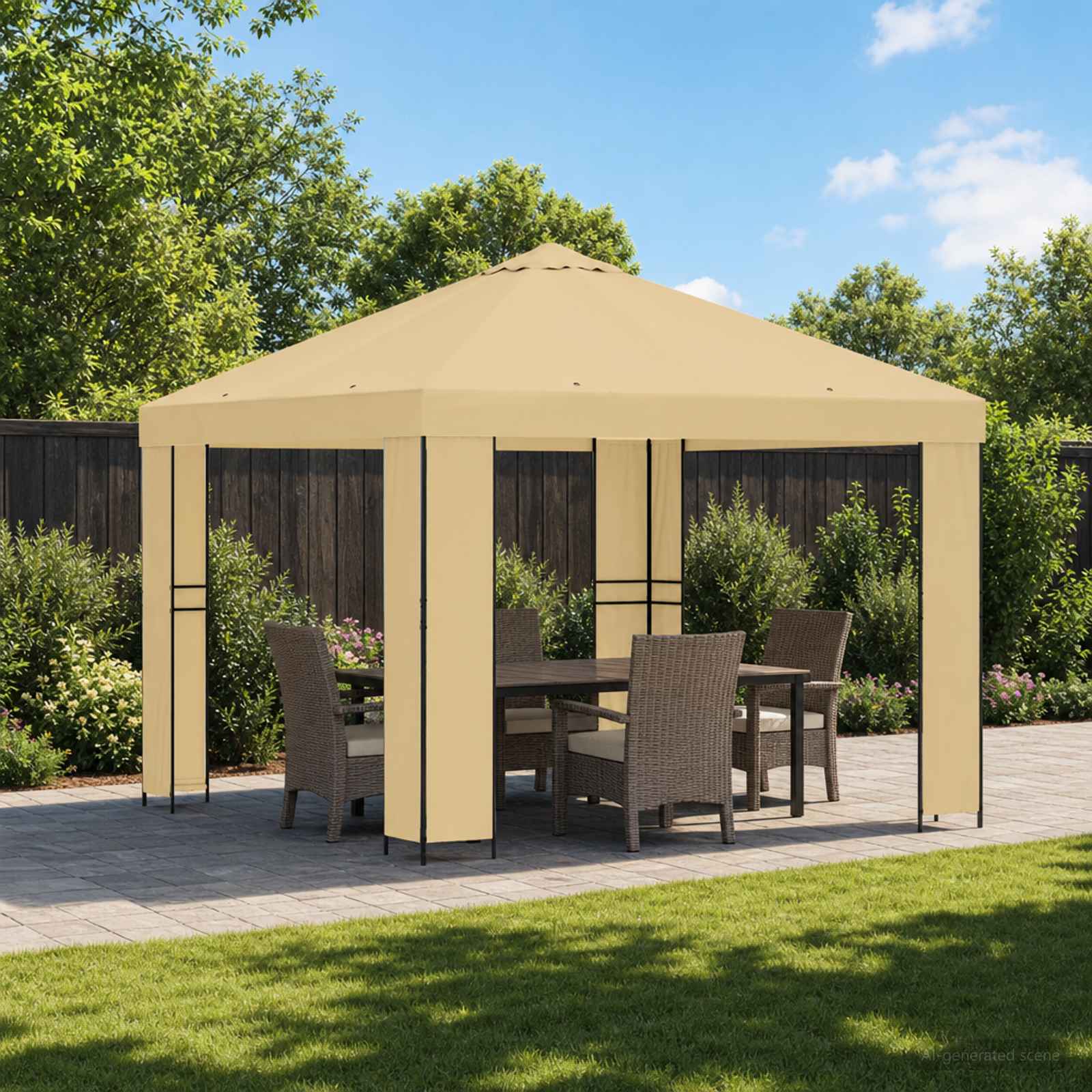 Pavilhão 3 x 3 m Amarelo Poliéster e Aço 190 gsm