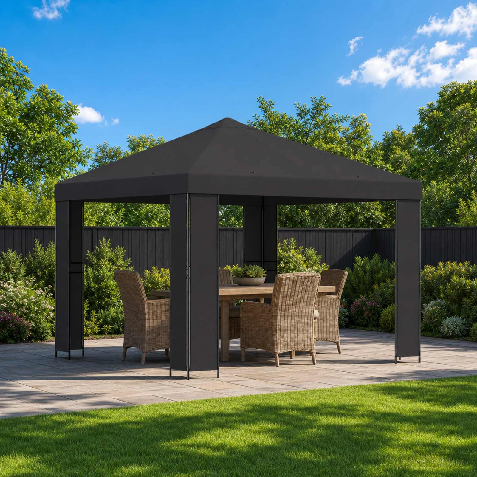 Pavilhão 3 x 3 m Amarelo Poliéster e Aço 190 gsm