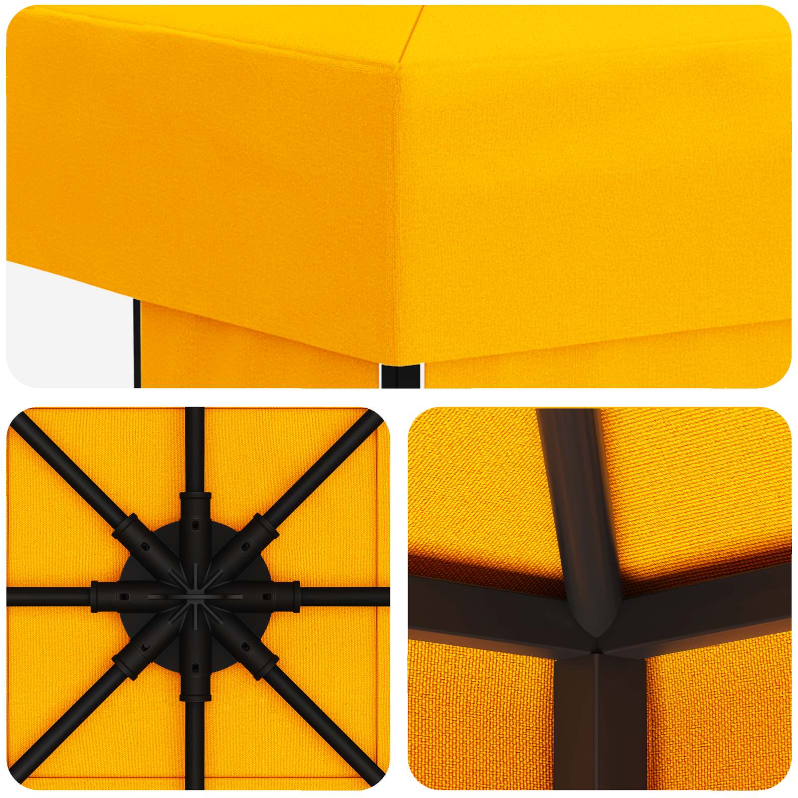 Cenador 3 x 3 m Amarillo Poliéster y Acero 190 gsm