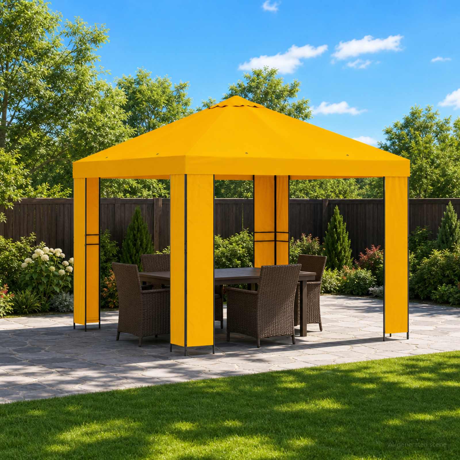 Cenador 3 x 3 m Amarillo Poliéster y Acero 190 gsm