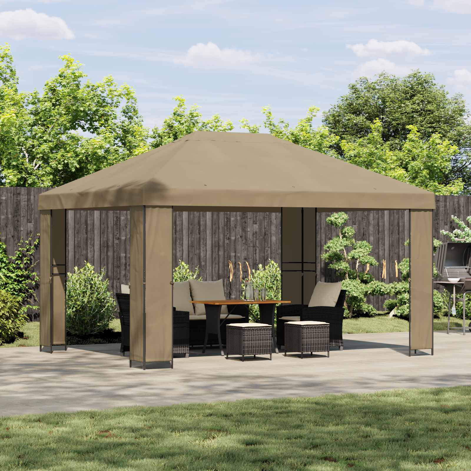 Cenador 4 x 3 m Amarillo Poliéster y Acero 190 gsm