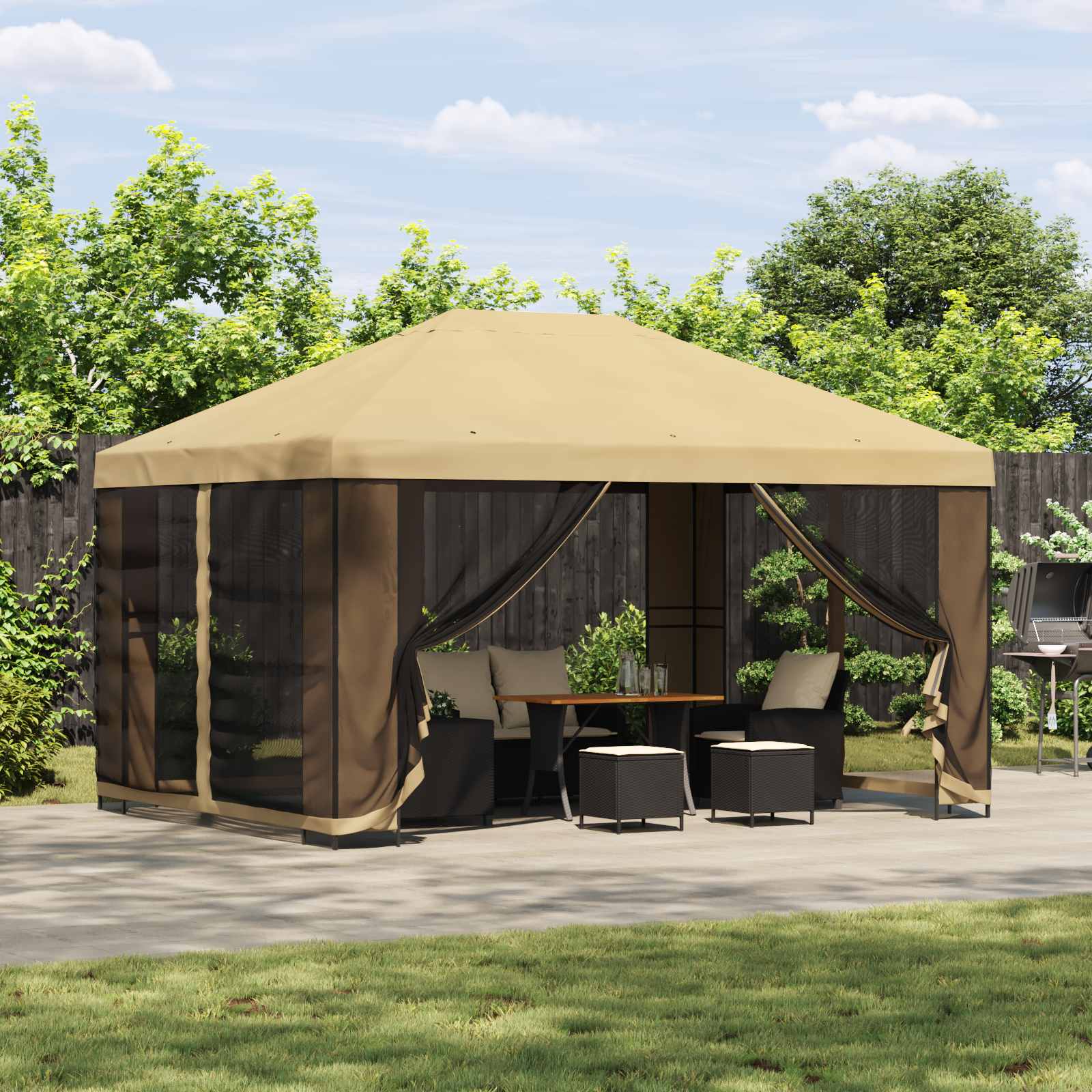 Cenador 4 x 3 m Amarillo Poliéster y Acero 190 gsm