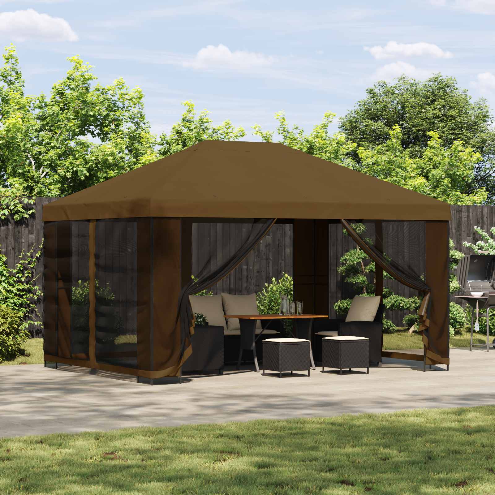 Cenador 4 x 3 m Amarillo Poliéster y Acero 190 gsm