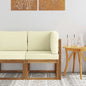 2-Piece Solid Acacia Wood Outdoor Middle Sofa