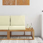 2-Piece Solid Acacia Wood Outdoor Middle Sofa