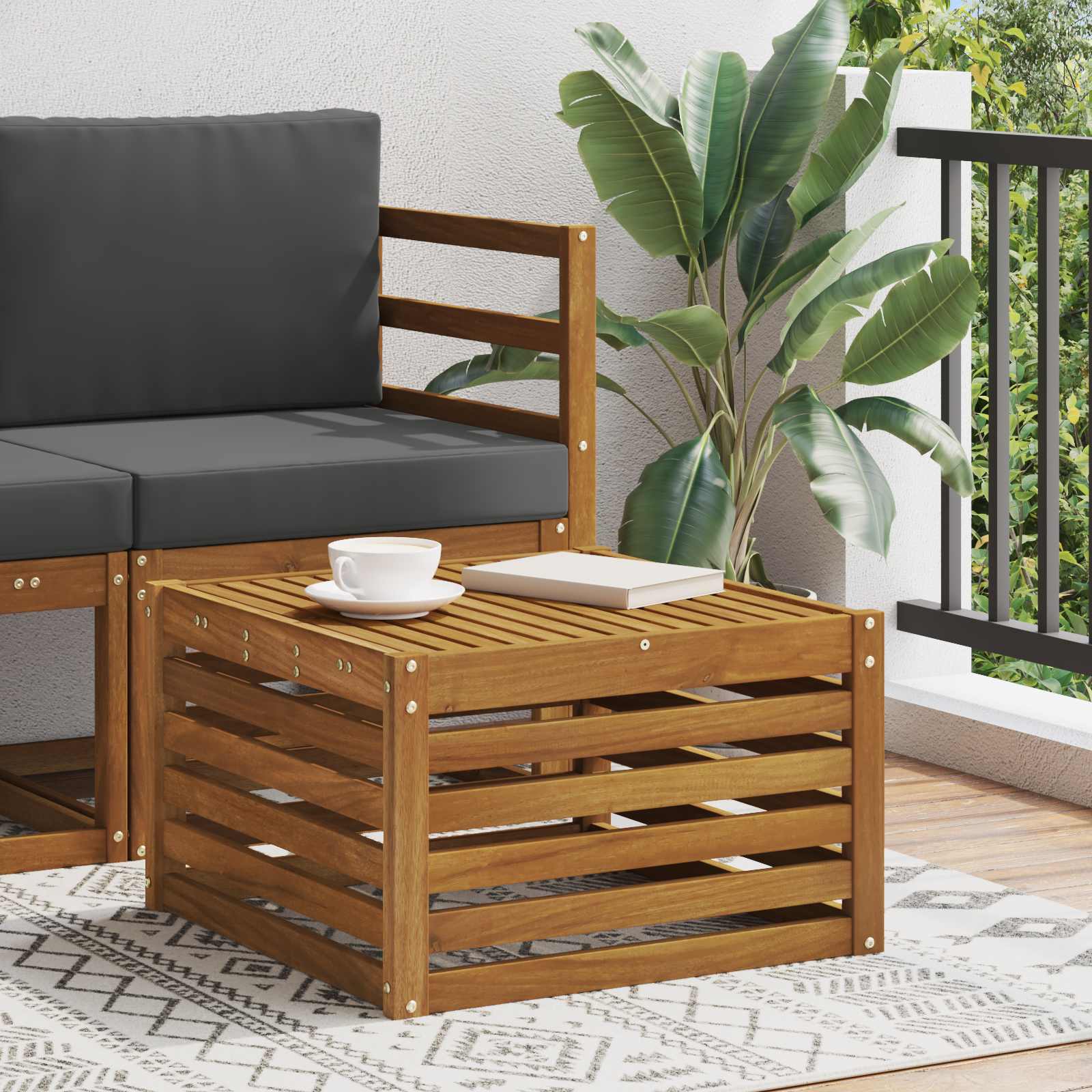 2 Pieza Sofá intermedio de exterior Madera de Acacia Sólida