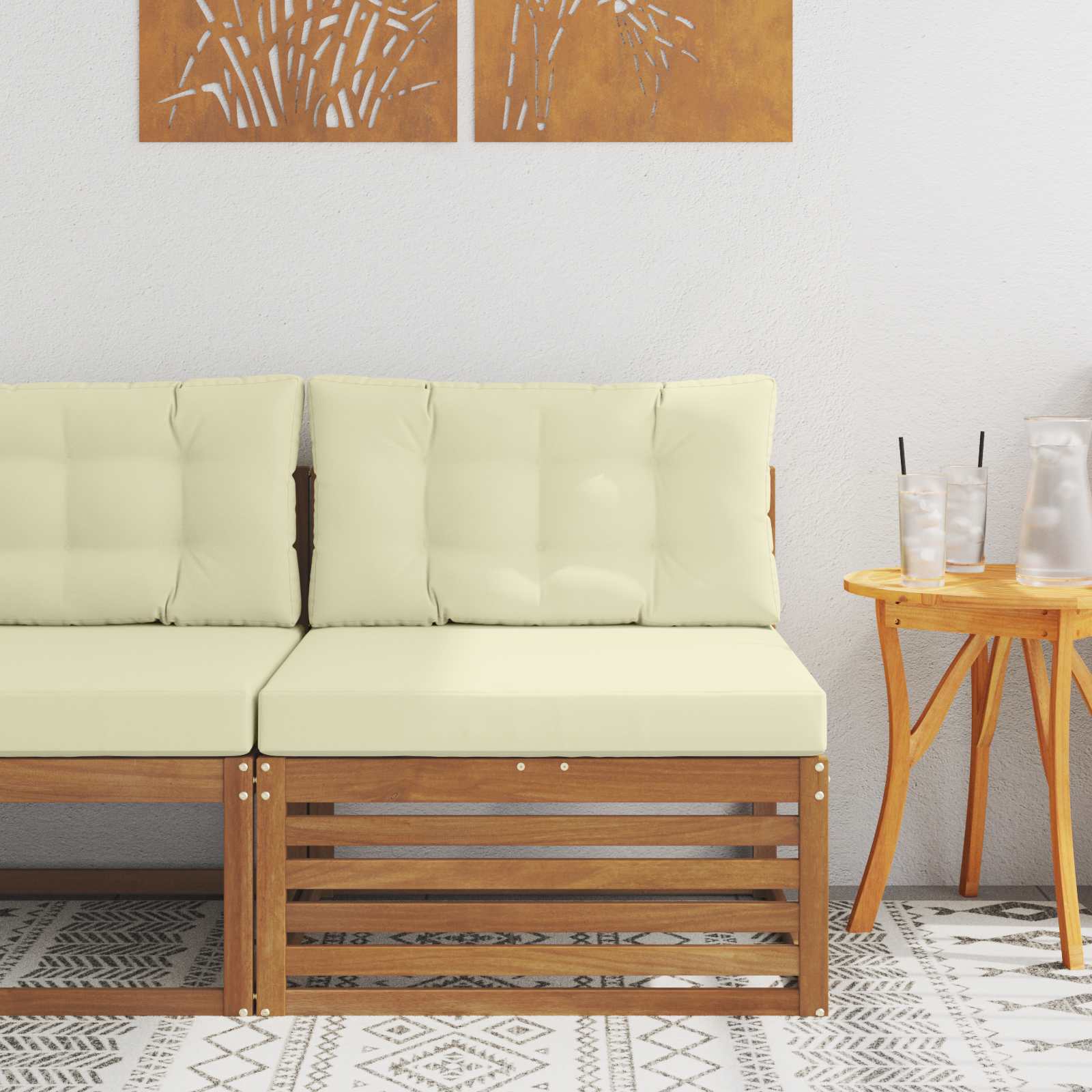 Mesa de exterior Madera de Acacia Sólida Blanco 79 x 79 x 37 cm