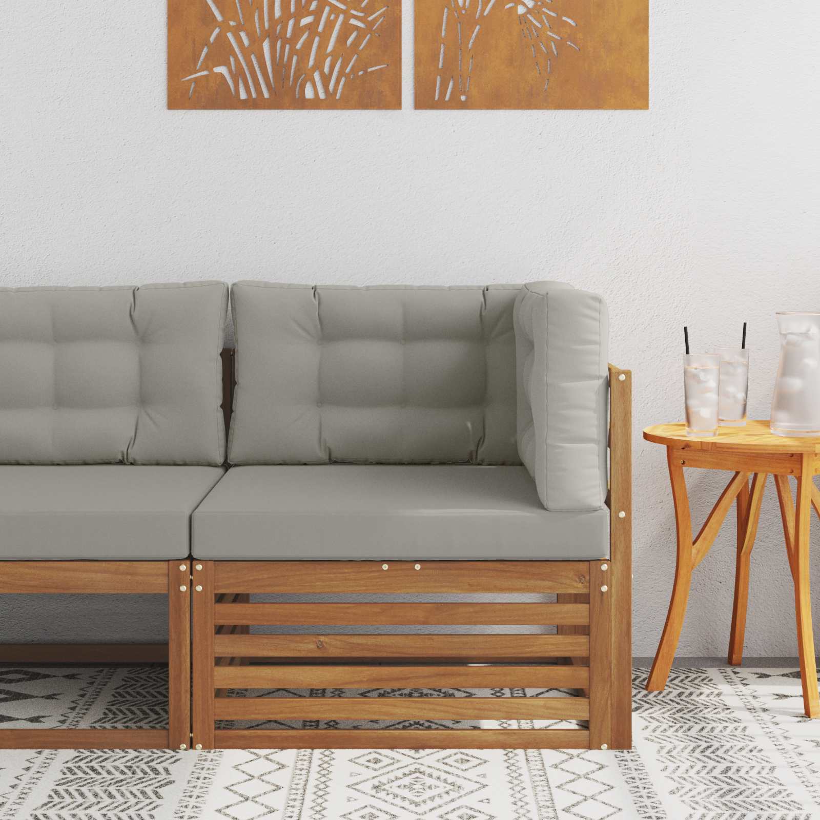 Mesa de exterior Madera de Acacia Sólida Blanco 79 x 79 x 37 cm