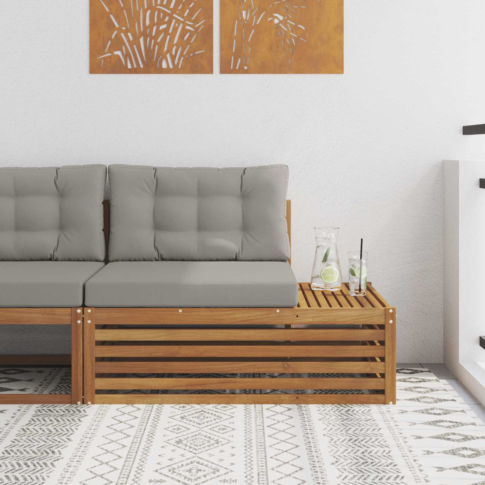 Mesa de exterior Madera de Acacia Sólida Blanco 79 x 79 x 37 cm
