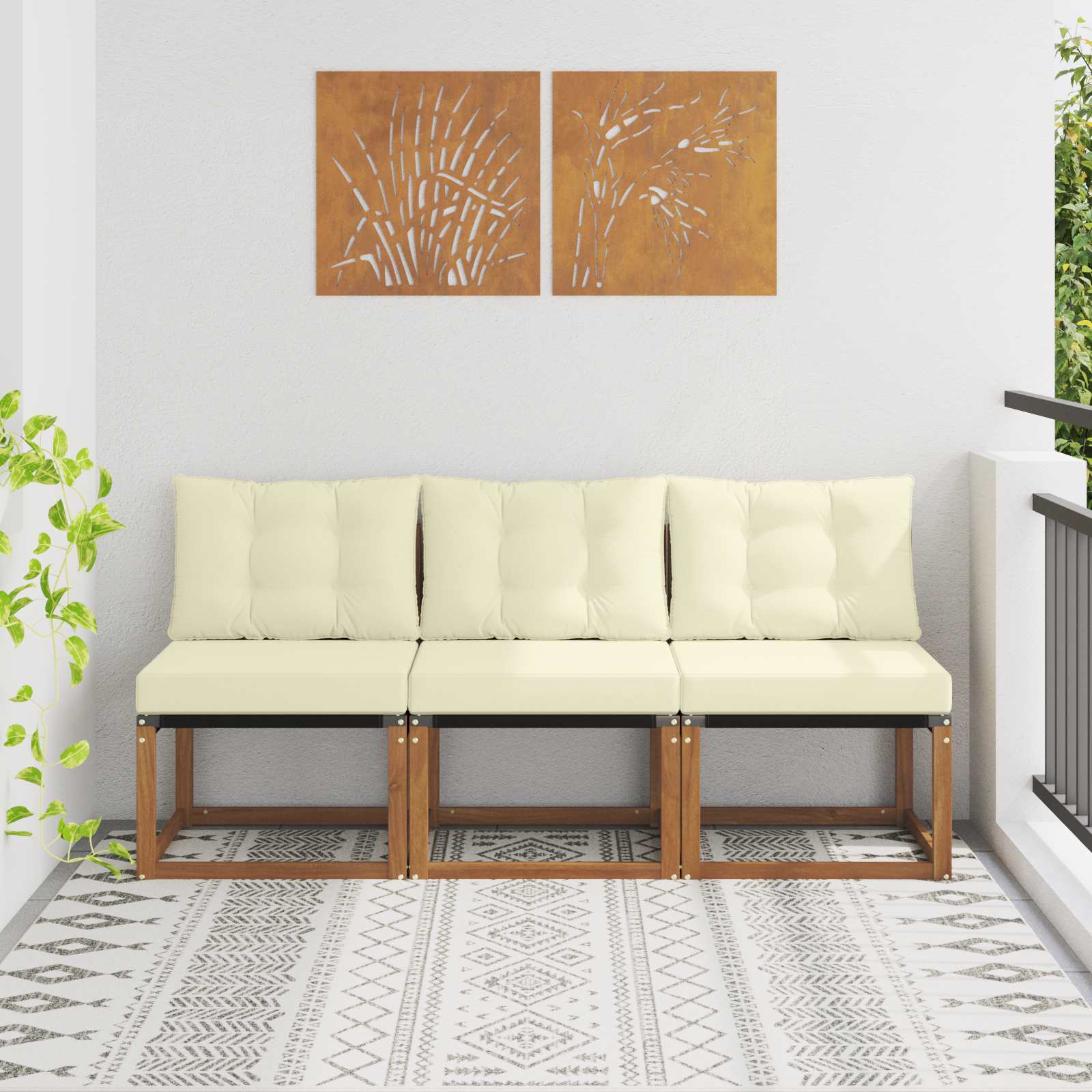 2 Peças Sofá intermédio de exterior