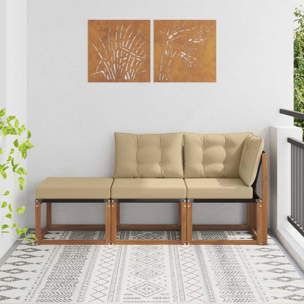 Unidades de Sofá Modular de Exterior 3 Pieza Natural y Beige