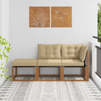 Unidades de Sofá Modular de Exterior 3 Pieza Natural y Beige
