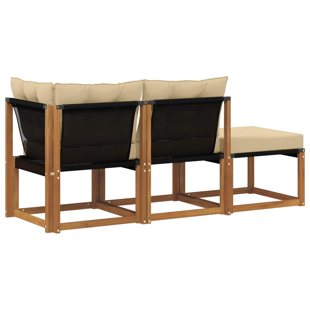 Unidades de Sofá Modular de Exterior 3 Pieza Natural y Beige