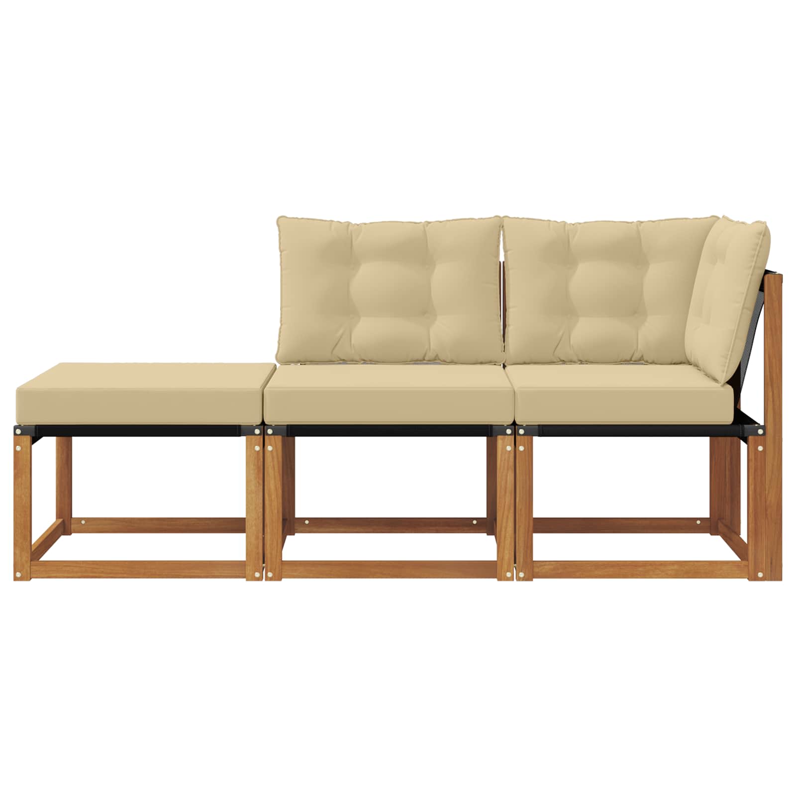 Unidades de Sofá Modular de Exterior 3 Pieza Natural y Beige