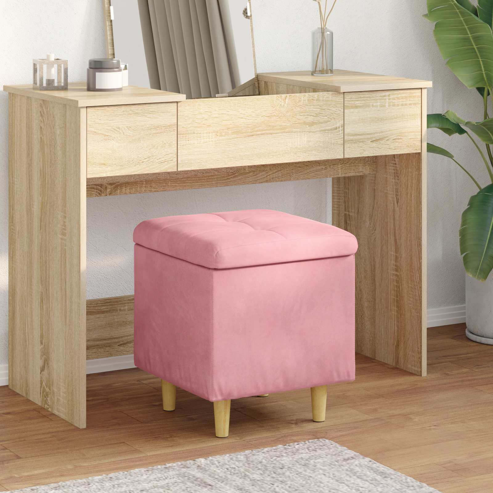 Storage Ottoman 40 x 40 x 45 cm Faux Leather