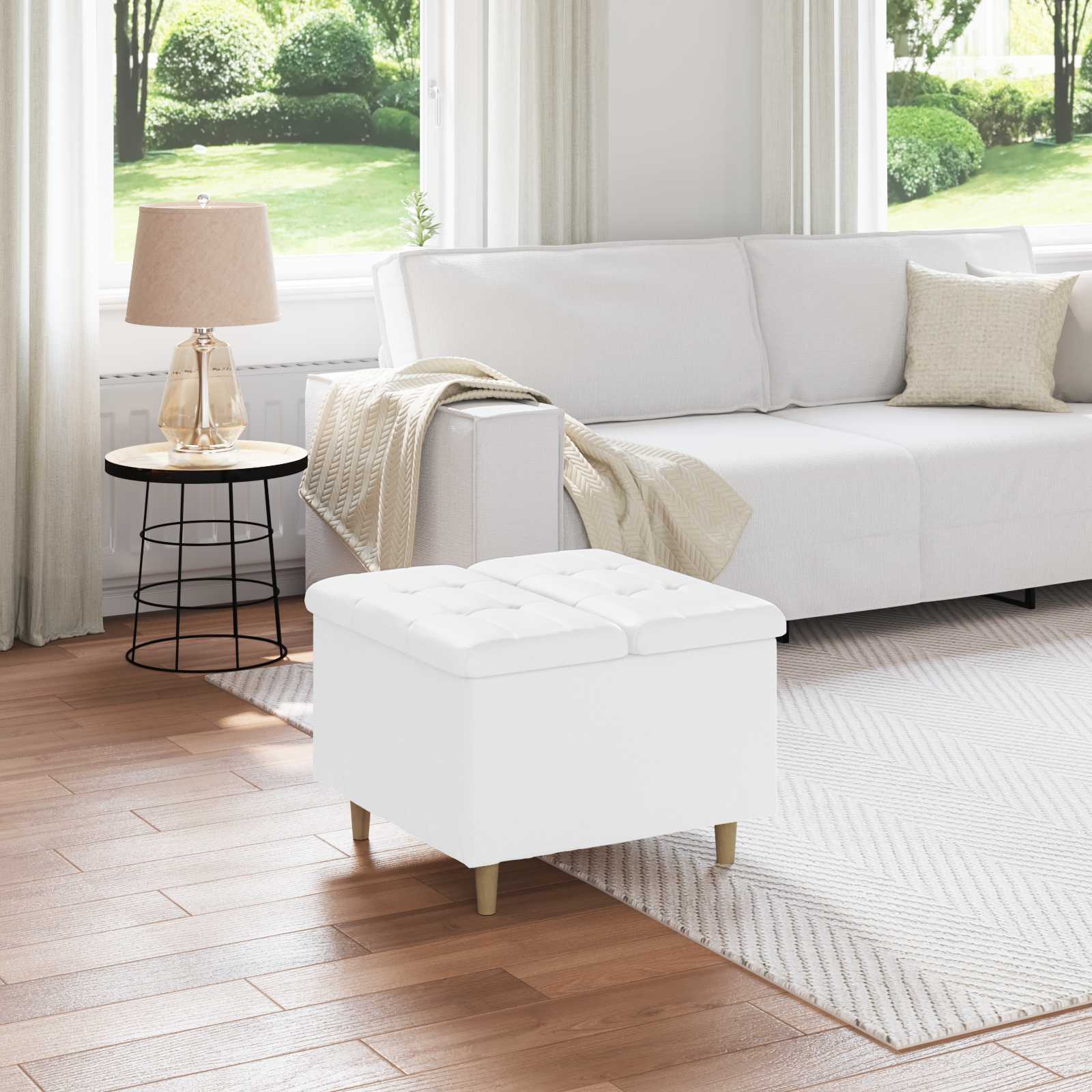 Storage Ottoman 40 x 40 x 45 cm Faux Leather