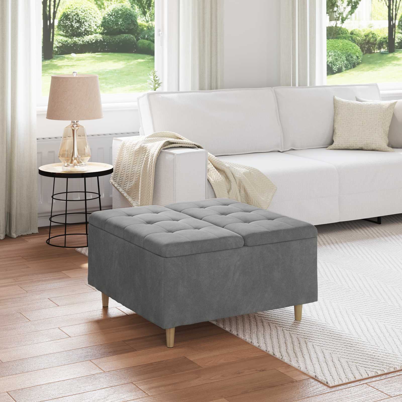 Storage Ottoman 40 x 40 x 45 cm Faux Leather