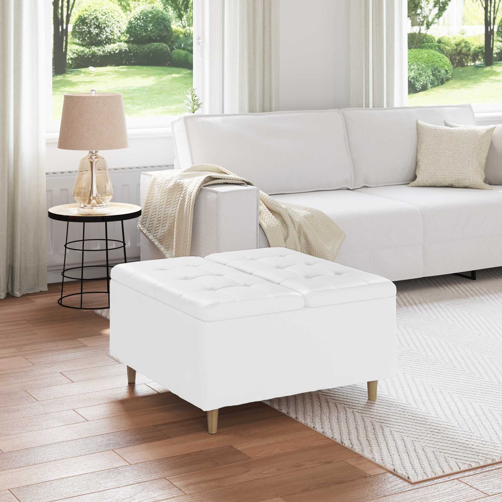 Storage Ottoman 40 x 40 x 45 cm Faux Leather