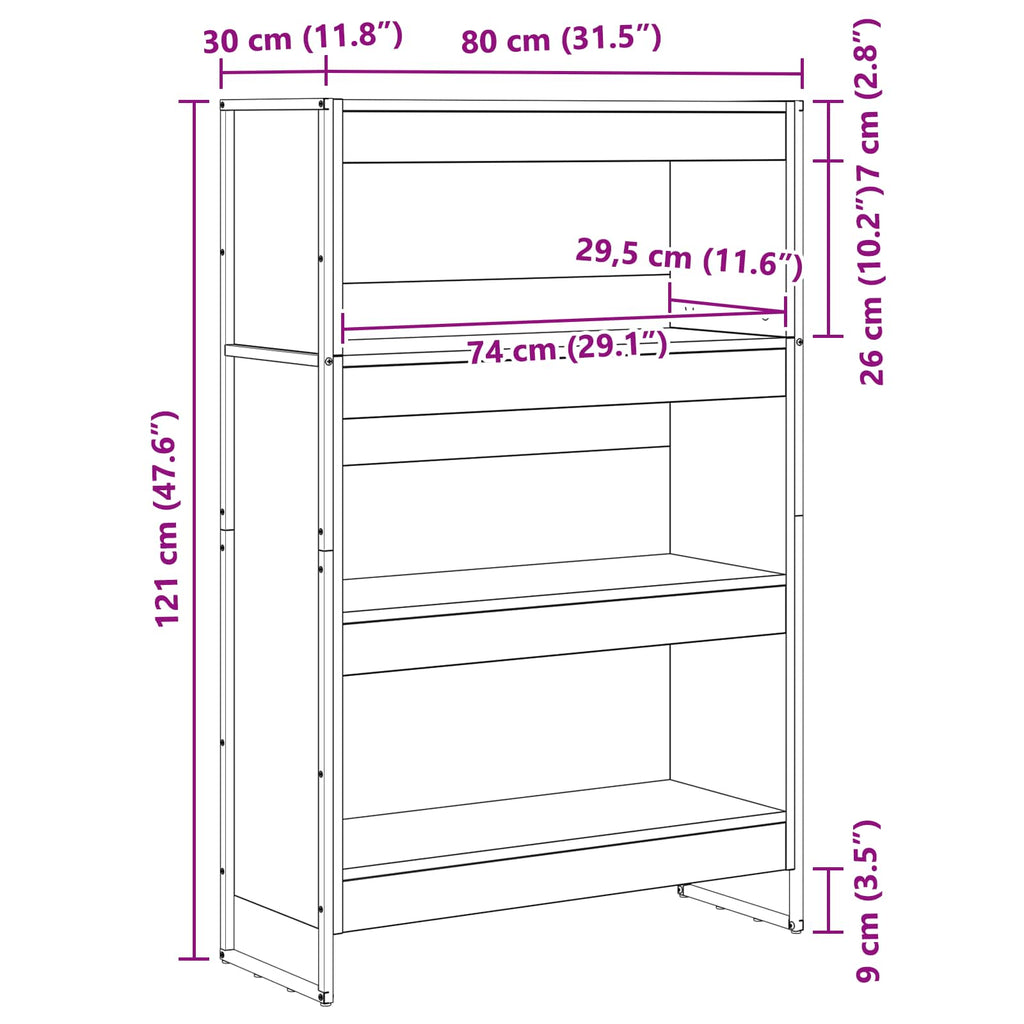 Estantería para libros Roble Humo 80 x 30 x 121 cm