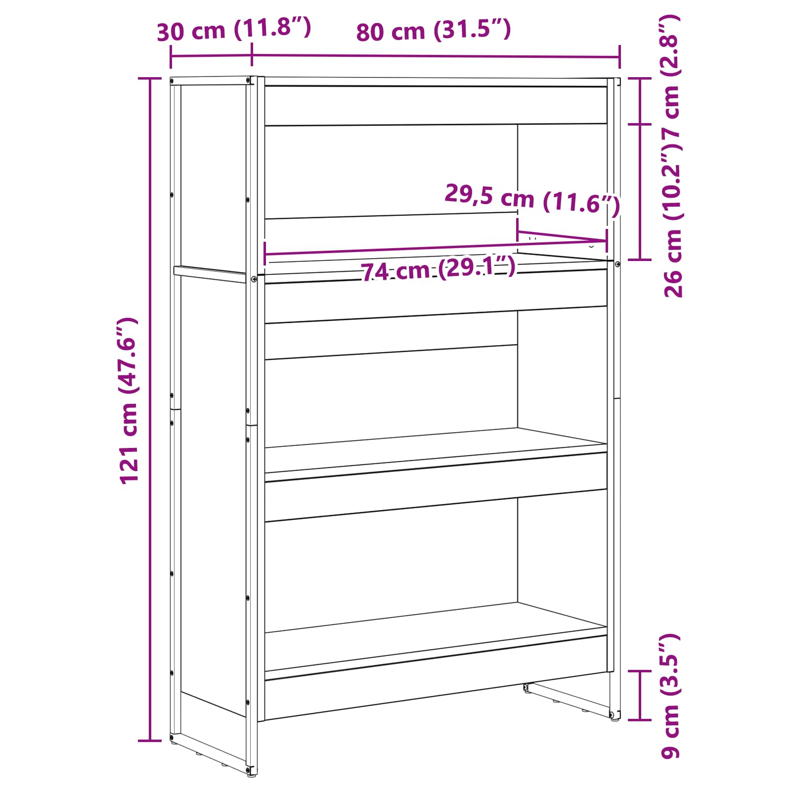 Estantería para libros Madera Vieja 80 x 30 x 121 cm