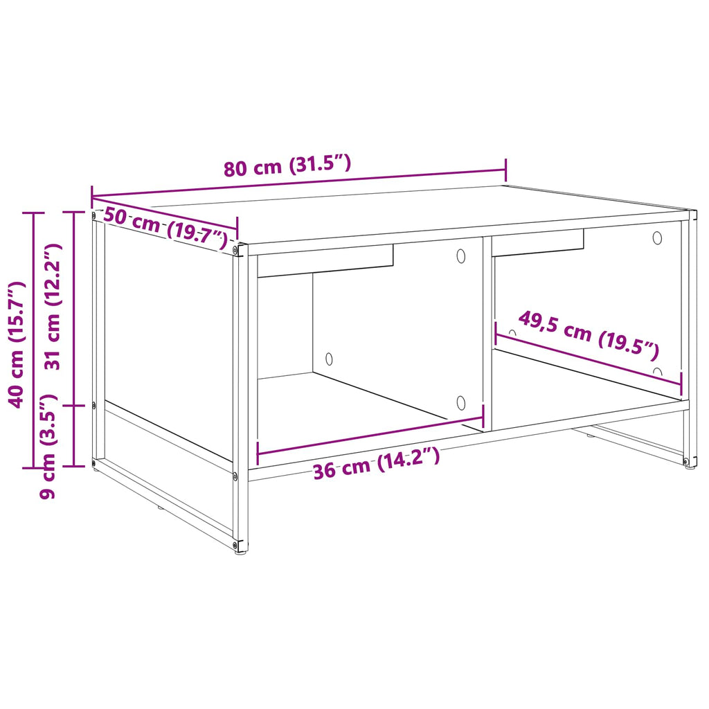 Mesa de Café Gris Sonoma 80 x 50 x 40 cm Madera contrachapada