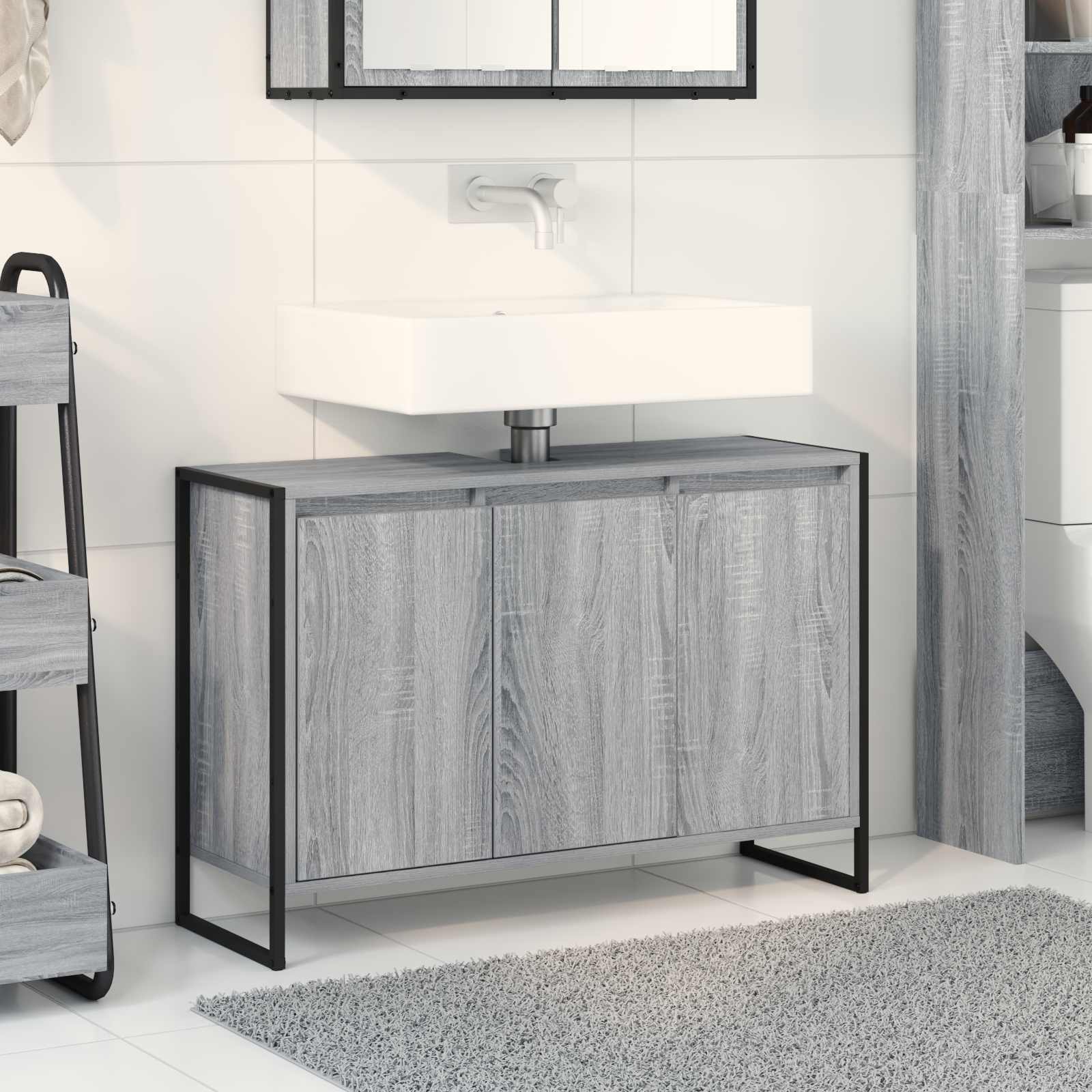 Gabinete de Baño con almacenamiento Gris Sonoma 60 x 30 x 60 cm