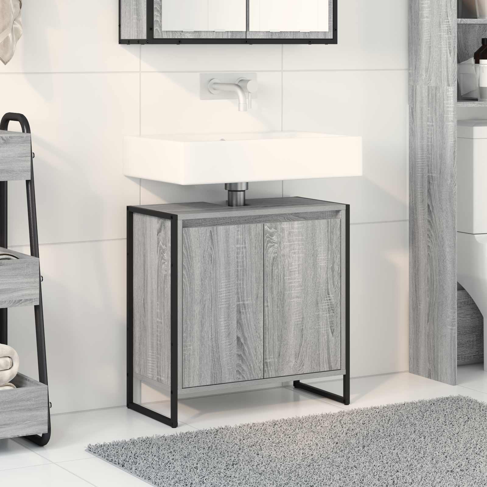 Gabinete de Baño con almacenamiento Gris Sonoma 60 x 30 x 60 cm