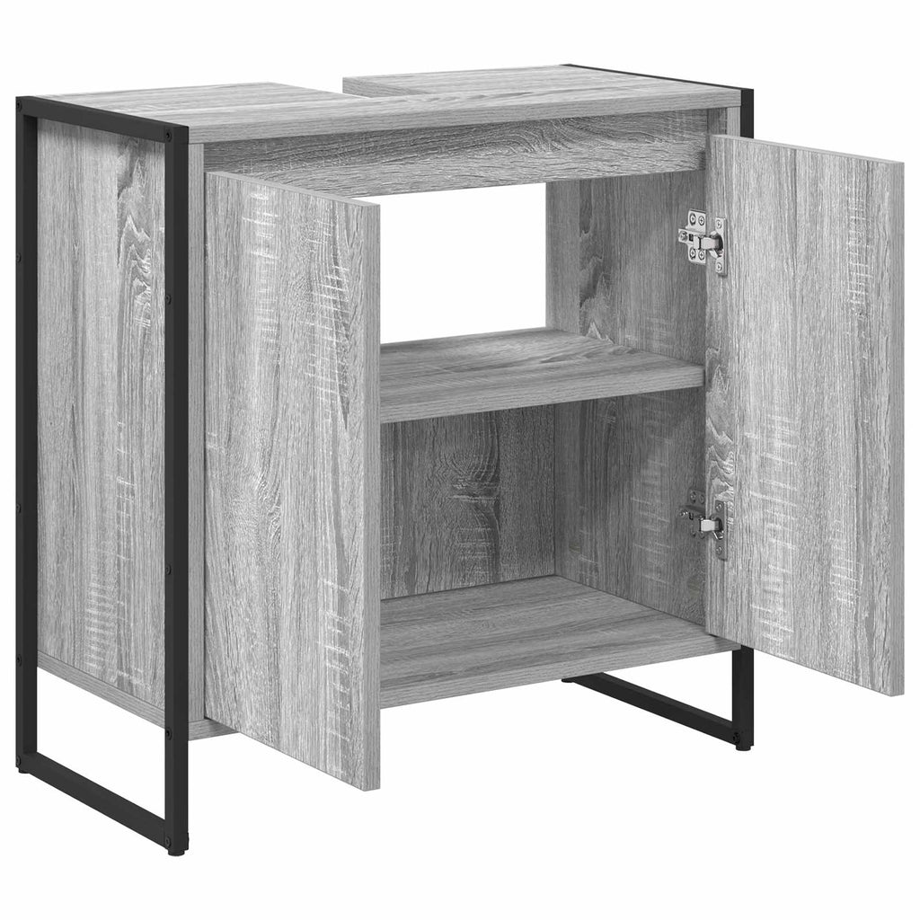 Gabinete de Baño con almacenamiento Gris Sonoma 60 x 30 x 60 cm