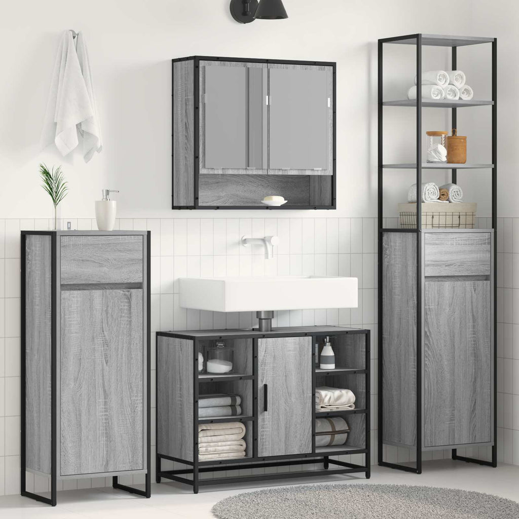 Gabinete de Baño con cajón Gris Sonoma 40 x 30 x 180 cm