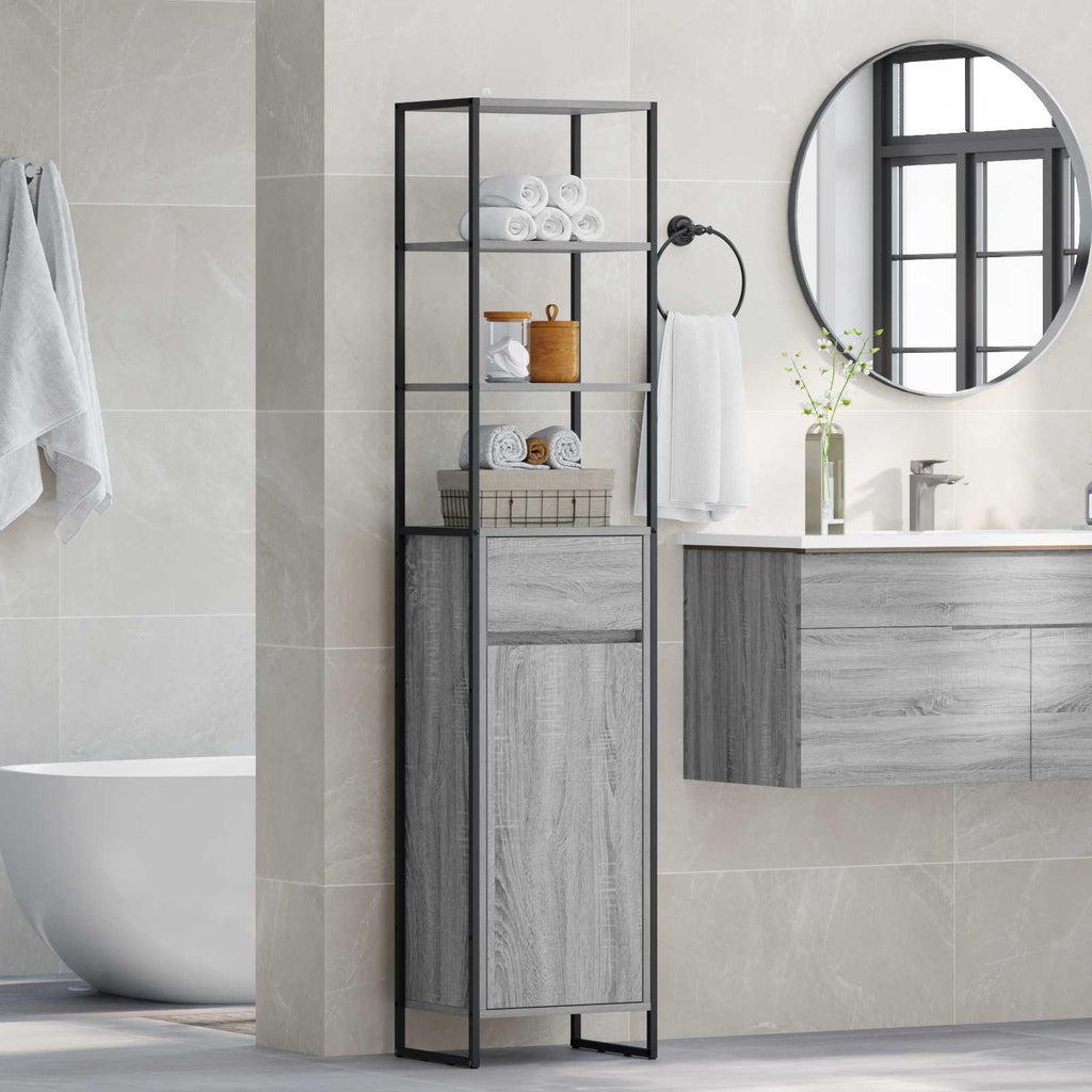 Gabinete de Baño con cajón Gris Sonoma 40 x 30 x 180 cm