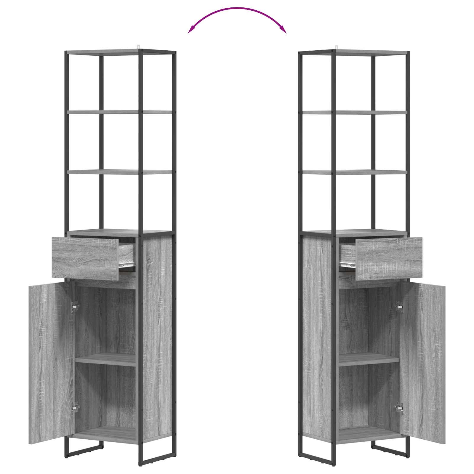Gabinete de Baño con cajón Gris Sonoma 40 x 30 x 180 cm