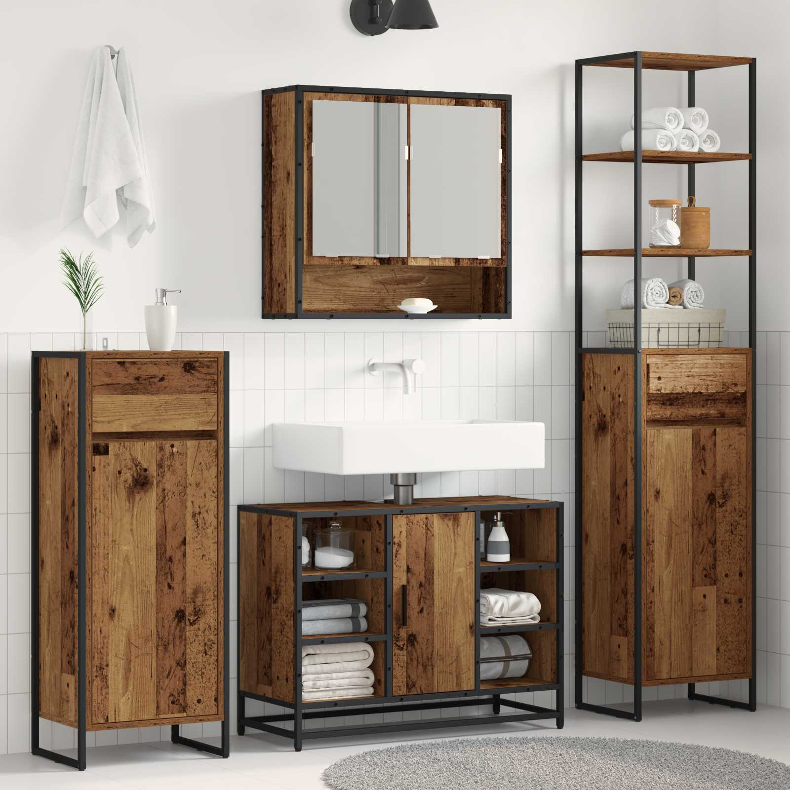 Sonoma Grey Bathroom Cabinet with drawer 40 x 30 x 100 cm