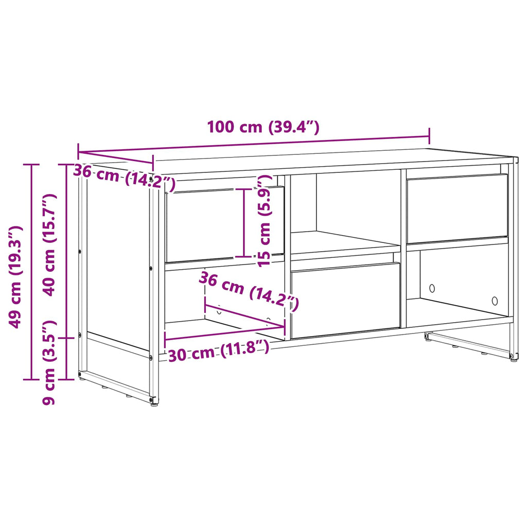 Gabinete de TV con cajón Gris Sonoma 100 x 36 x 49,5 cm