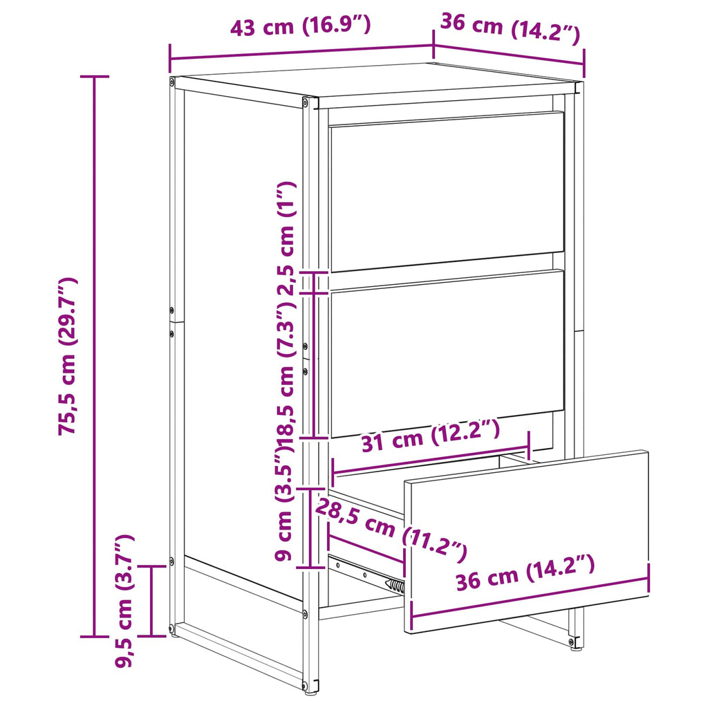 Vitrina con cajón Sonoma 42 x 36 x 75.5 cm Madera contrachapada