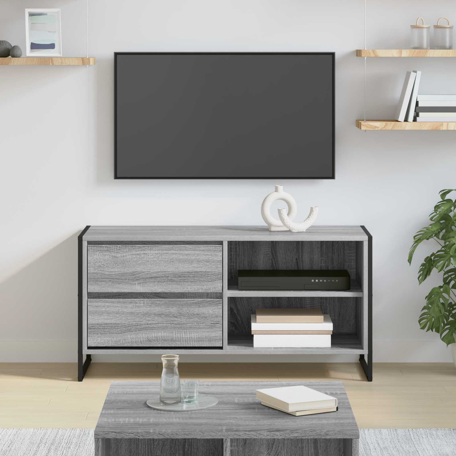 Gabinete de TV con cajón Gris Sonoma 100 x 36 x 49,5 cm