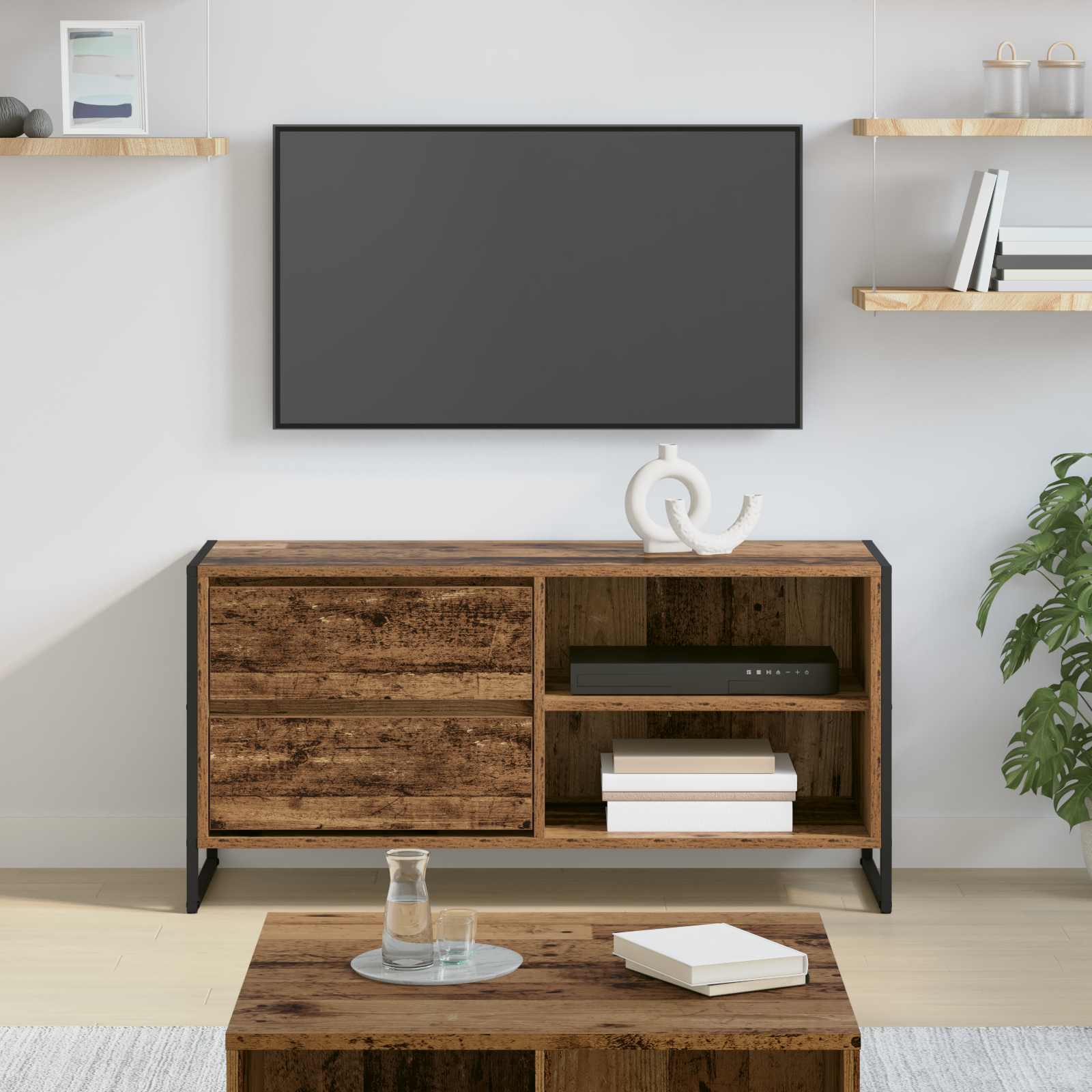 Gabinete de TV con cajón Gris Sonoma 100 x 36 x 49,5 cm