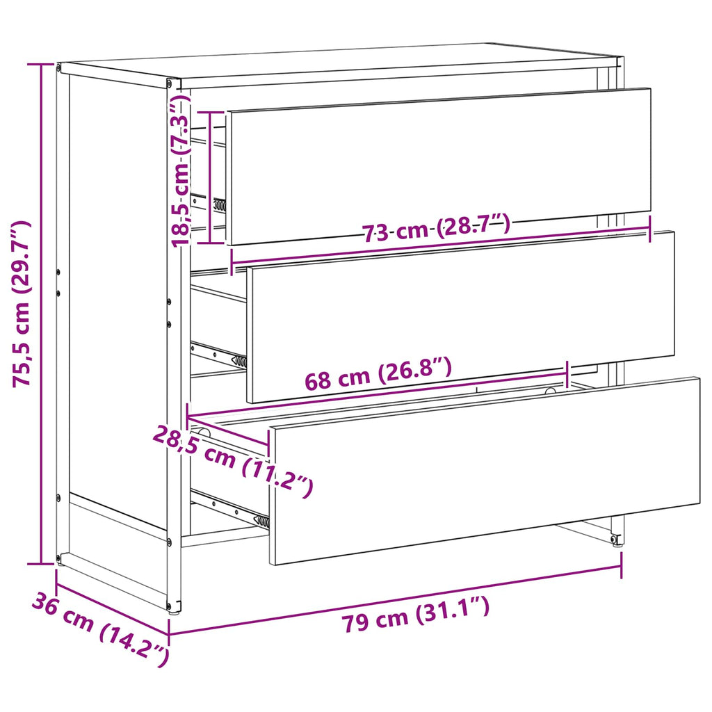 Vitrina con cajón Sonoma 79 x 36 x 75.5 cm Madera contrachapada