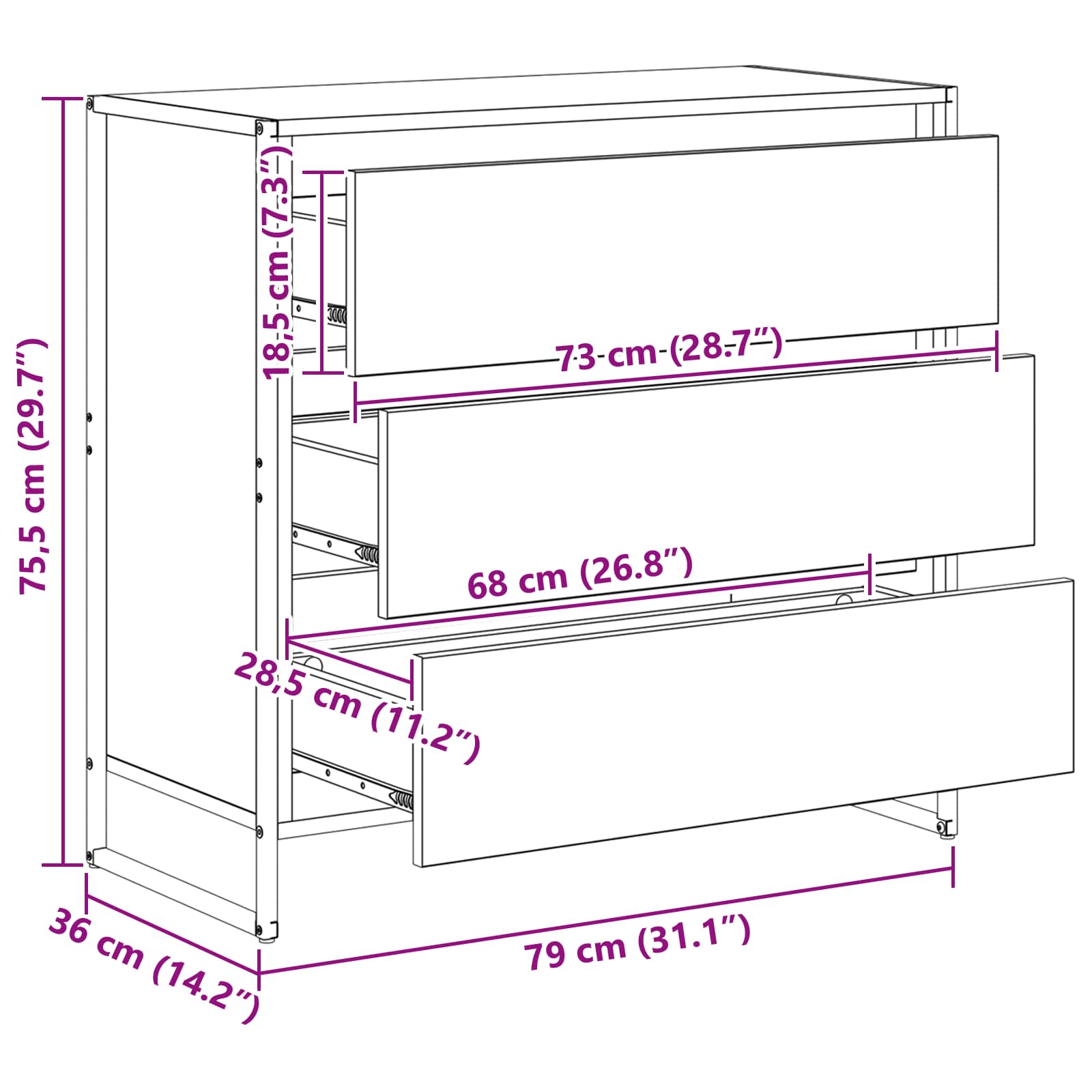 Vitrina con cajón Sonoma 79 x 36 x 75.5 cm Madera contrachapada