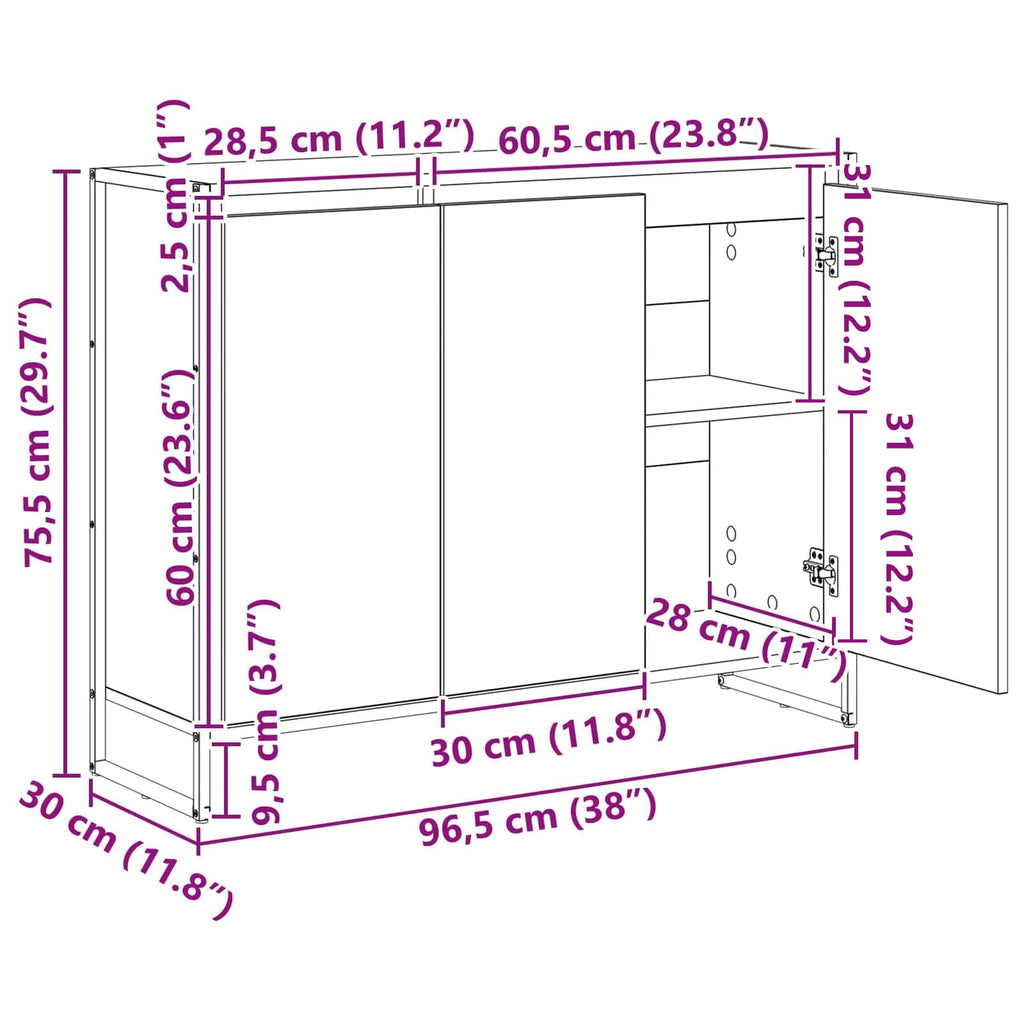 Armario auxiliar Gris Sonoma 96,5 x 30 x 75 cm