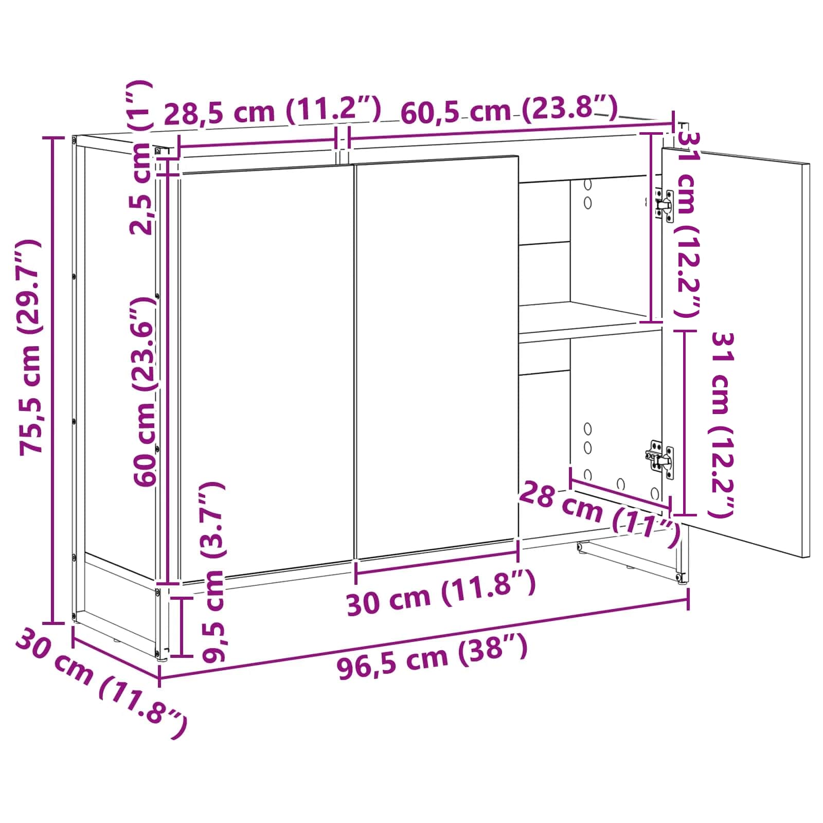 Armario auxiliar Gris Sonoma 96,5 x 30 x 75 cm