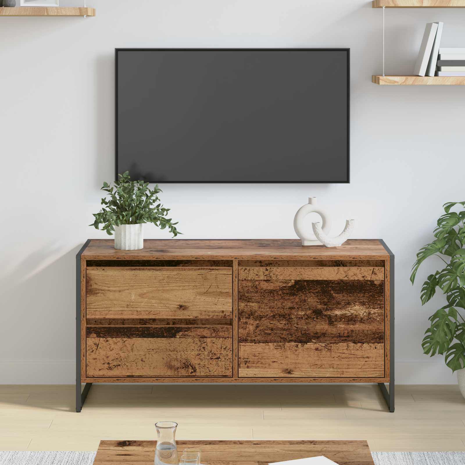 Gabinete de TV con cajón Gris Sonoma 100 x 36 x 49.5 cm