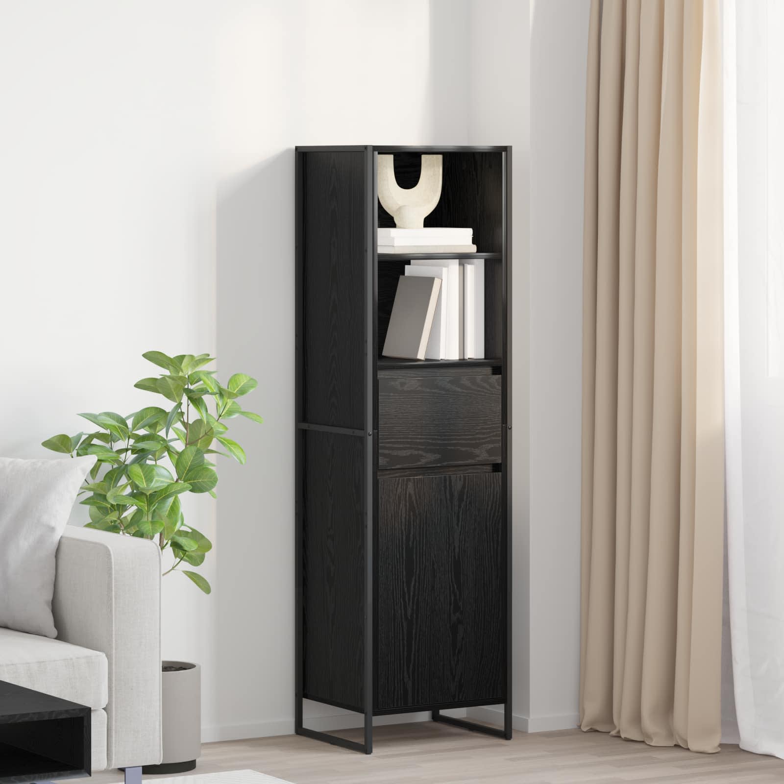 Sonoma Grey Bookcase with Drawer 43 x 36 x 150.5 cm