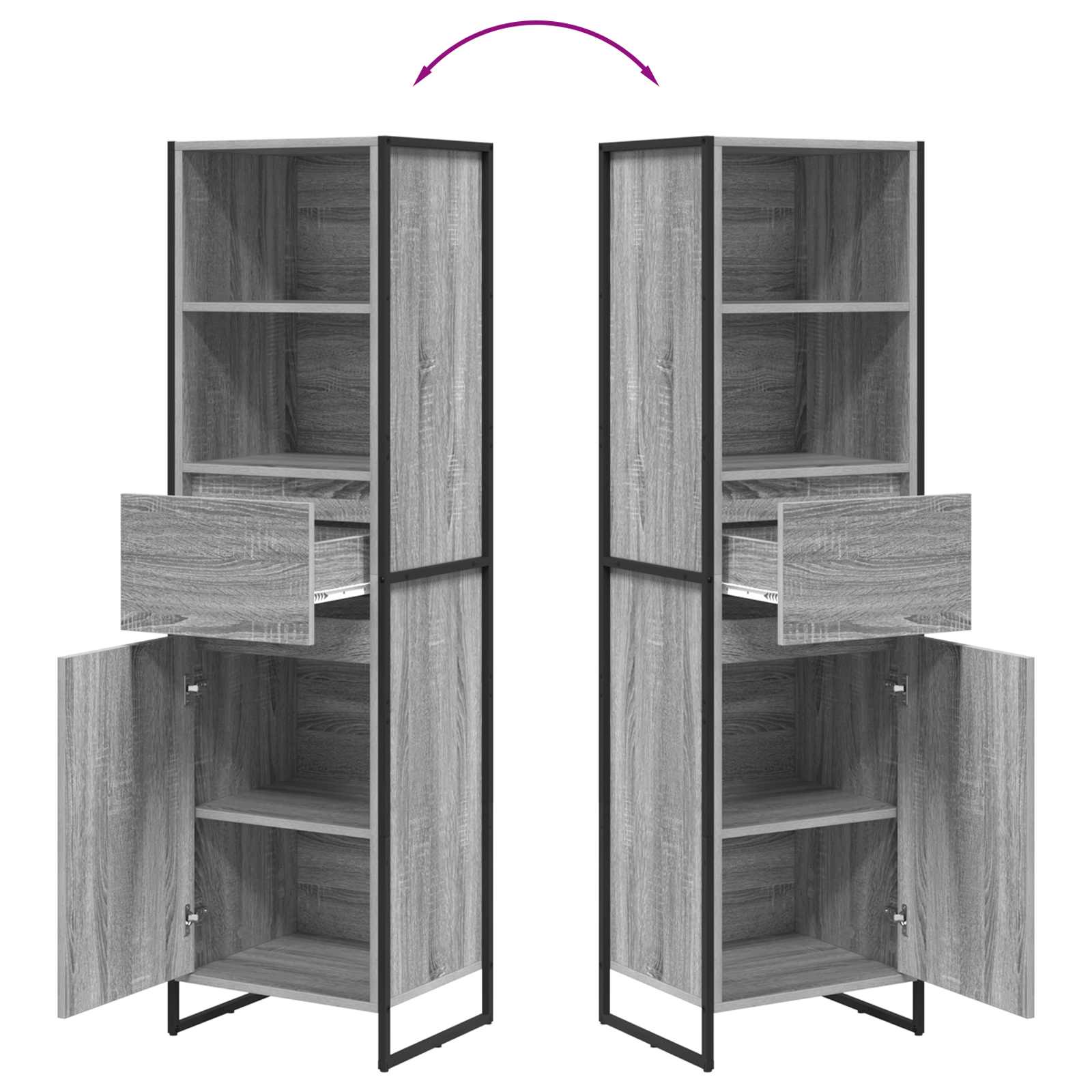 Estantería para libros con cajón Gris Sonoma 43 x 36 x 150.5 cm